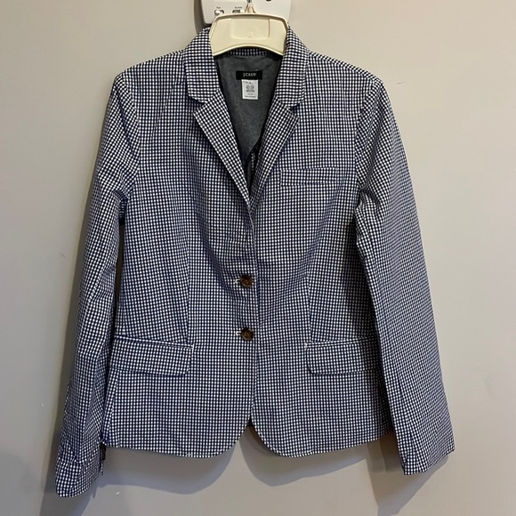 J. Crew Boys Blue Check Cotton Blazer, Blue & White, size 6 - Picture 1 of 12